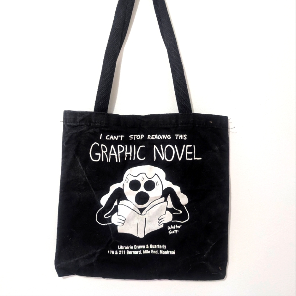 Drawn & Quarterly Walter Scott Graphic Novel Black Canvas Tote Bag